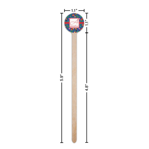 Parrots & Toucans Wooden 6" Stir Stick - Round - Dimensions
