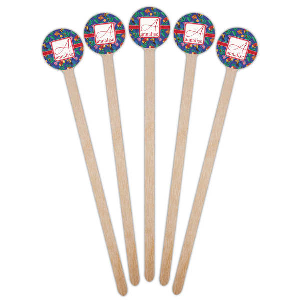 Parrots & Toucans Wooden 7.5" Stir Stick - Round - Fan View