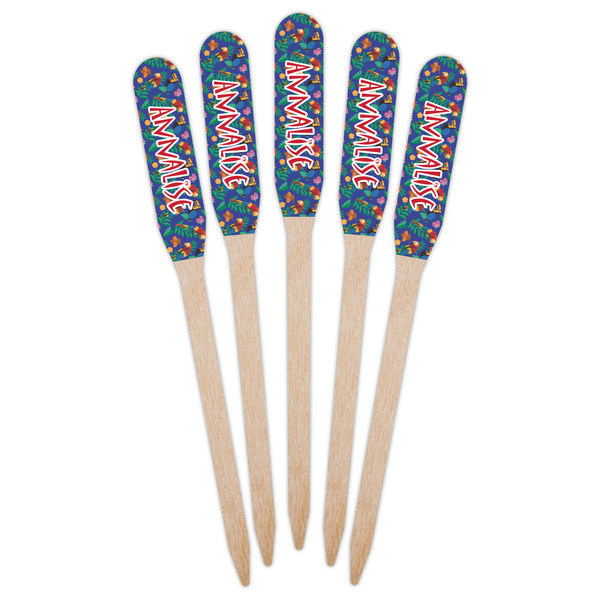 Parrots & Toucans Wooden Food Pick - Paddle - Fan View