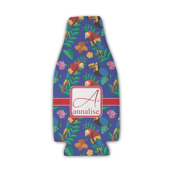 Parrots & Toucans Zipper Bottle Cooler - Set of 4 - FRONT