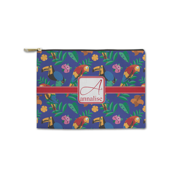 Custom Parrots & Toucans Zipper Pouch - Small - 8.5"x6" (Personalized)