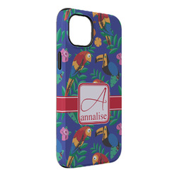 Parrots & Toucans iPhone Case - Rubber Lined - iPhone 14 Plus (Personalized)