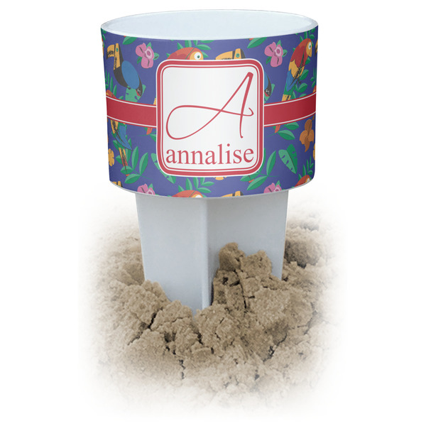Custom Parrots & Toucans Beach Spiker Drink Holder (Personalized)