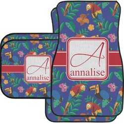 Parrots & Toucans Car Floor Mats Set - 2 Front & 2 Back (Personalized)