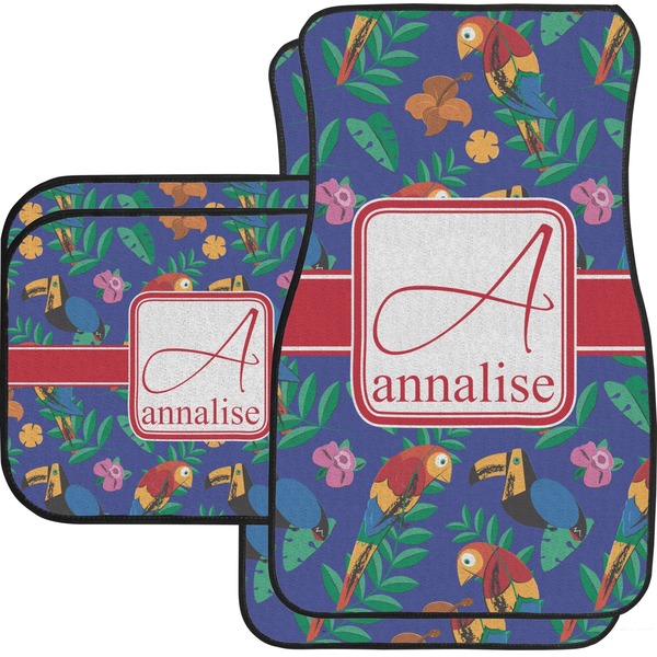 Custom Parrots & Toucans Car Floor Mats Set - 2 Front & 2 Back (Personalized)