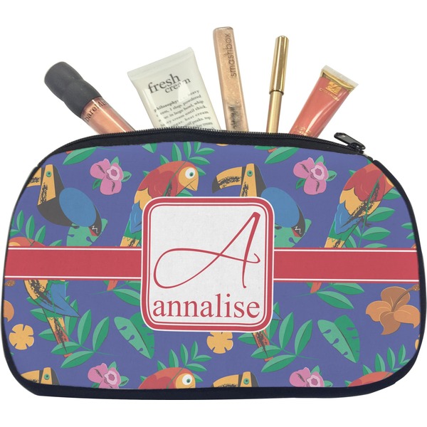 Custom Parrots & Toucans Makeup / Cosmetic Bag - Medium (Personalized)