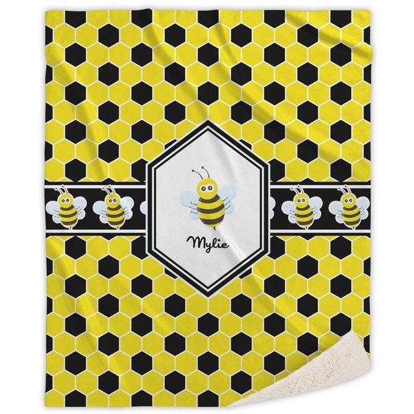 Custom Honeycomb Sherpa Throw Blanket (Personalized)