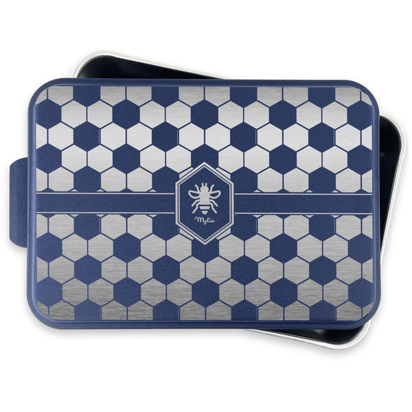 Honeycomb Aluminum Baking Pan - Navy Lid - FRONT w/lid off