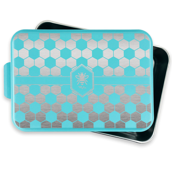Honeycomb Aluminum Baking Pan - Teal Lid - FRONT w/ lid off