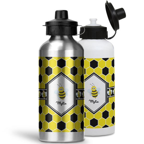 Honeycomb Aluminum Water Bottles - MAIN (white &silver)