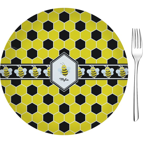 Custom Honeycomb 8" Glass Appetizer / Dessert Plates - Single or Set (Personalized)