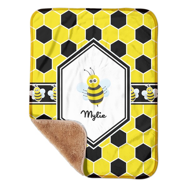 Custom Honeycomb Sherpa Baby Blanket - 30" x 40" w/ Name or Text