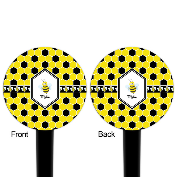Honeycomb Black Plastic 4" Food Pick - Round - Double Sided - Front & Back