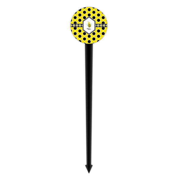 Honeycomb Black Plastic 4" Food Pick - Round - Single Pick