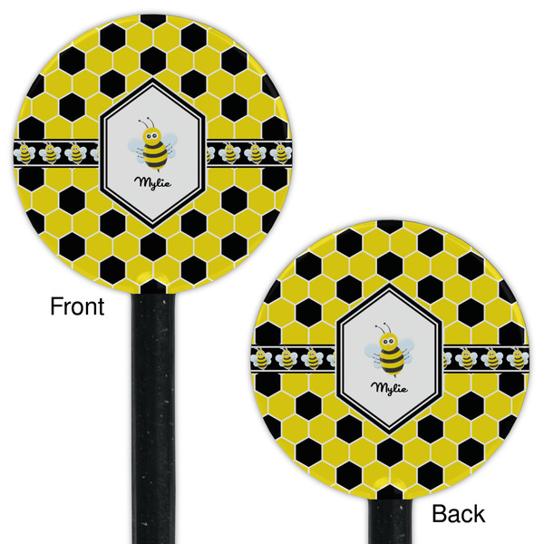 Honeycomb Black Plastic 5.5" Stir Stick - Double Sided - Round - Front & Back
