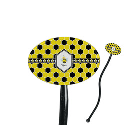 Honeycomb 7" Oval Plastic Stir Sticks - Black - Single Sided (Personalized)
