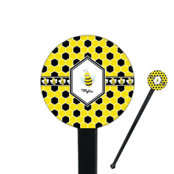 Honeycomb 7" Round Plastic Stir Sticks - Black - Single Sided (Personalized)