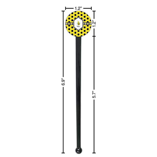 Honeycomb Black Plastic 7" Stir Stick - Round - Dimensions