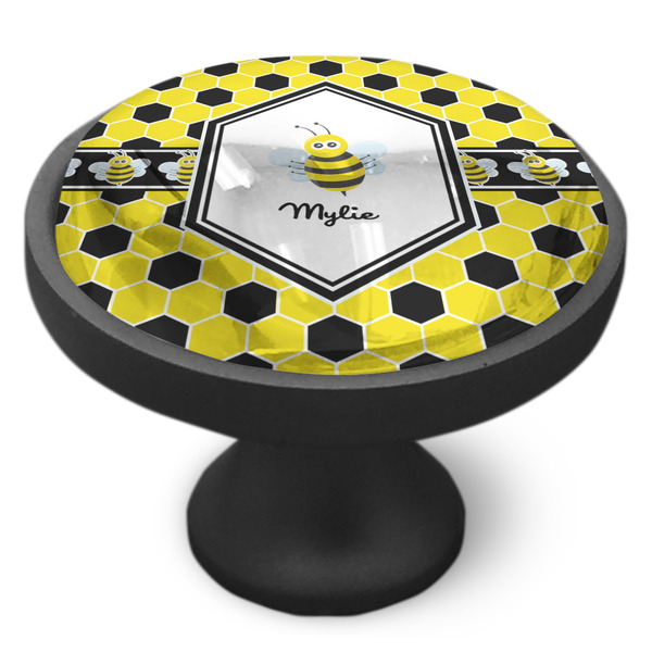 Honeycomb Cabinet Knob - Black - Side
