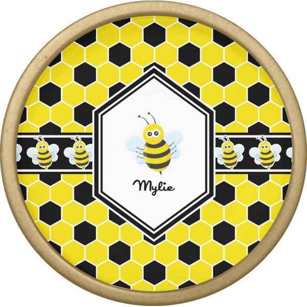 Honeycomb Cabinet Knob - Gold - Front