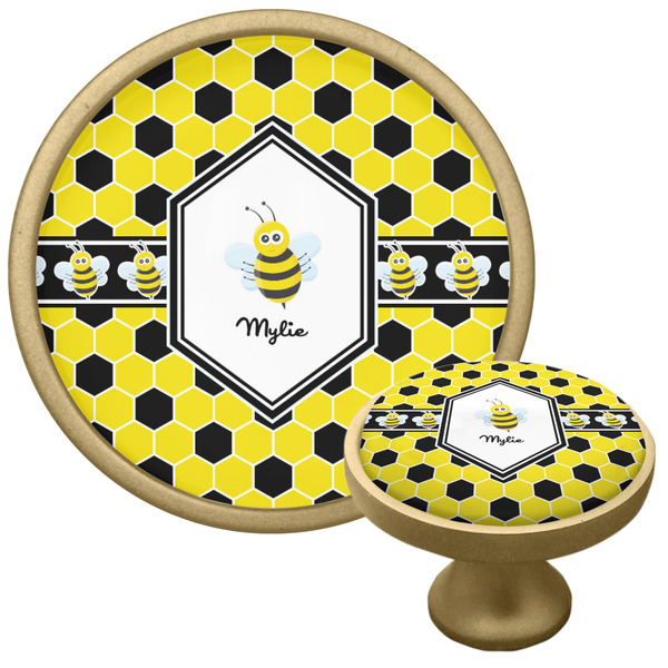 Custom Honeycomb Cabinet Knob - Gold (Personalized)