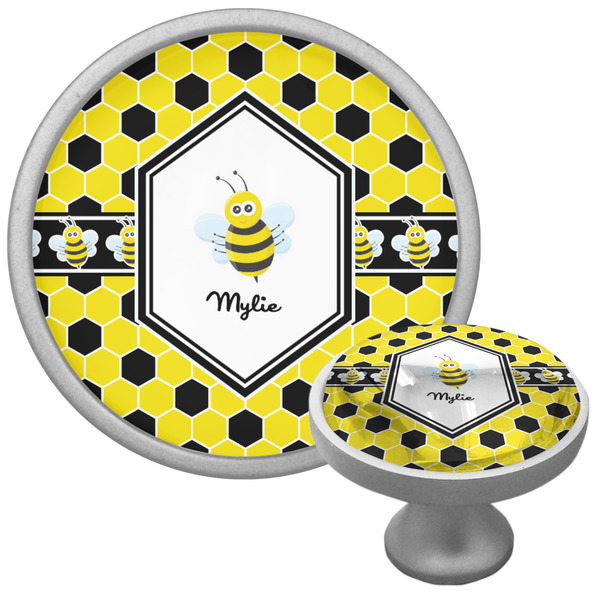 Custom Honeycomb Cabinet Knob (Silver) (Personalized)