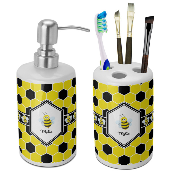 Custom Honeycomb Ceramic Bathroom Accessories Set (Personalized)