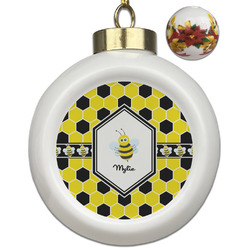 Honeycomb Ceramic Ball Ornaments - Poinsettia Garland (Personalized)