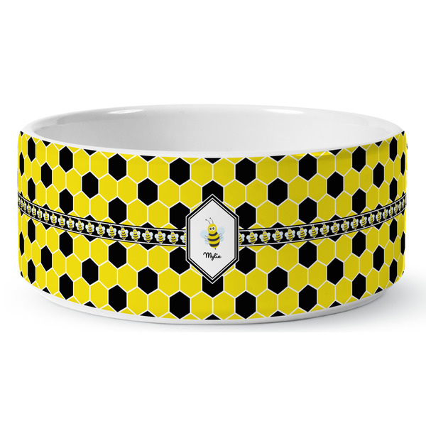 Honeycomb Ceramic Dog Bowl - Medium - Front