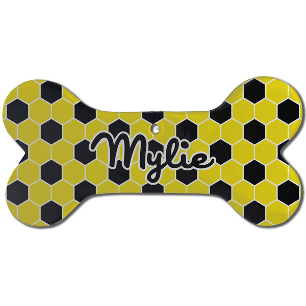 Honeycomb Ceramic Flat Ornament - Bone Front