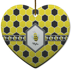 Honeycomb Heart Ceramic Ornament w/ Name or Text