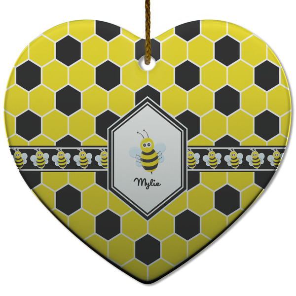 Honeycomb Ceramic Flat Ornament - Heart (Front)