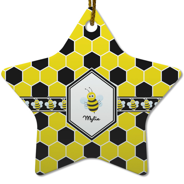 Honeycomb Ceramic Flat Ornament - Star (Front)