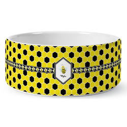 Honeycomb Ceramic Dog Bowl (Personalized)