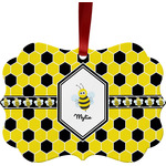 Honeycomb Metal Frame Ornament - Double Sided w/ Name or Text