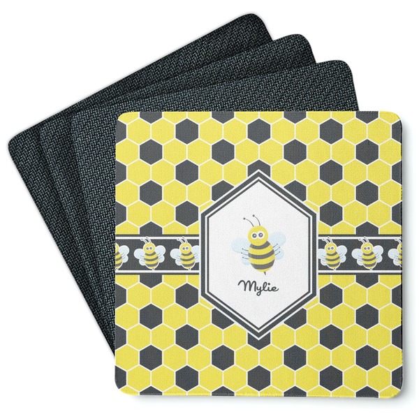 Custom Honeycomb Square Rubber Backed Coasters - Set of 4 (Personalized)