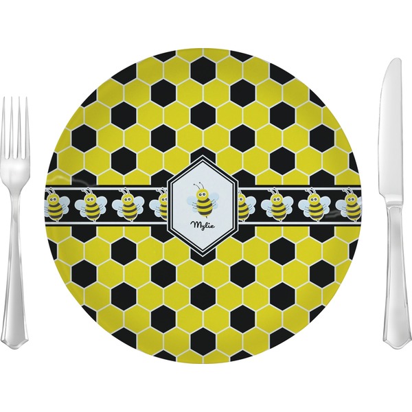Custom Honeycomb 10" Glass Lunch / Dinner Plates - Single or Set (Personalized)