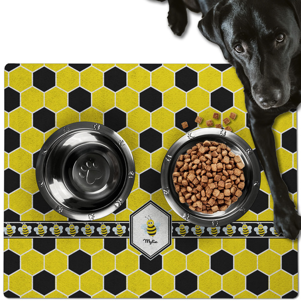 Custom Honeycomb Dog Food Mat - Large w/ Name or Text