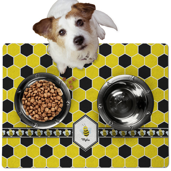Custom Honeycomb Dog Food Mat - Medium w/ Name or Text