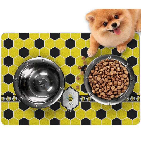 Custom Honeycomb Dog Food Mat - Small w/ Name or Text