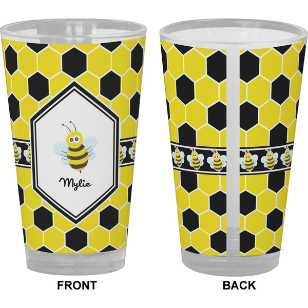 Honeycomb Pint Glass - Full Color - Front & Back Views