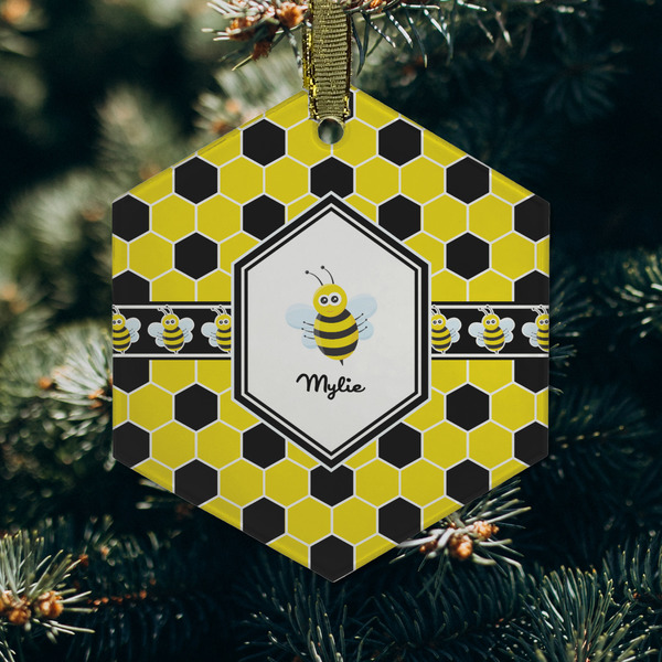 Honeycomb Frosted Glass Ornament - Hexagon (Lifestyle)