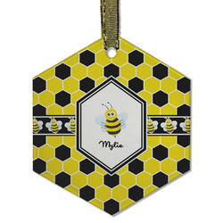 Honeycomb Flat Glass Ornament - Hexagon w/ Name or Text