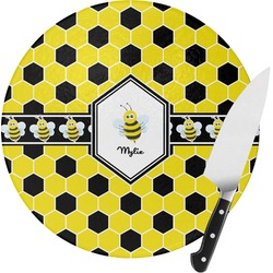 Honeycomb Round Glass Cutting Board - Medium (Personalized)
