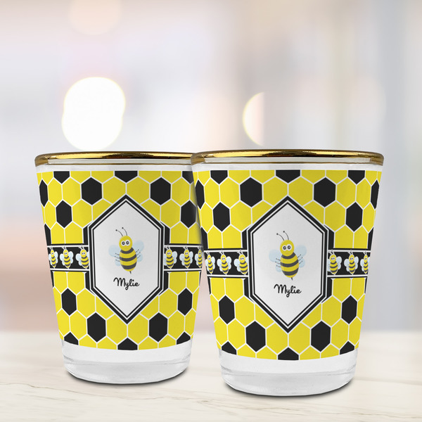 Honeycomb Glass Shot Glass - with gold rim - LIFESTYLE