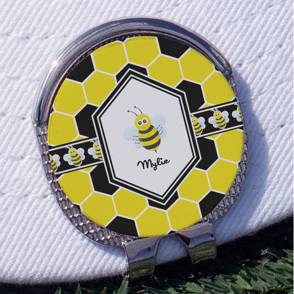 Honeycomb Golf Ball Marker Hat Clip - Silver - Front