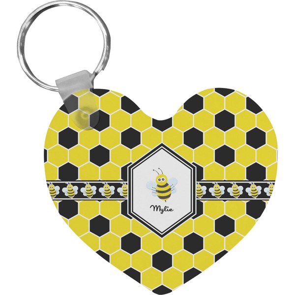 Custom Honeycomb Heart Plastic Keychain w/ Name or Text