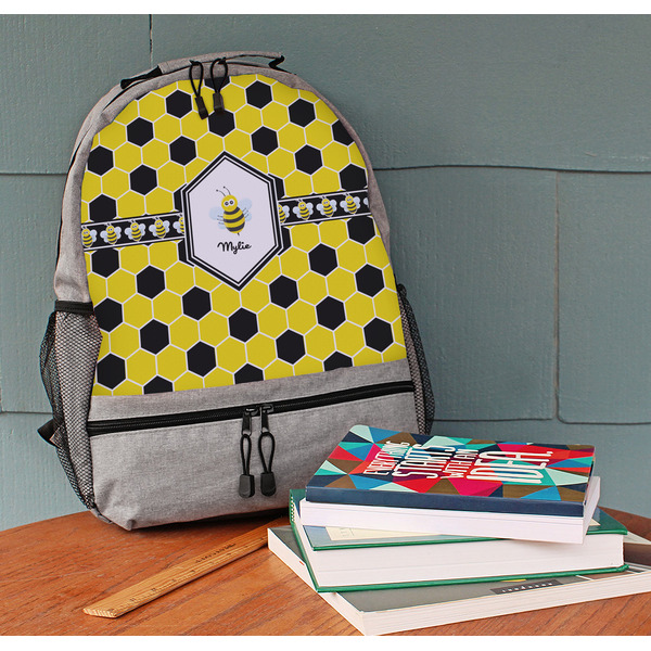 Honeycomb Large Backpack - Gray - On Desk