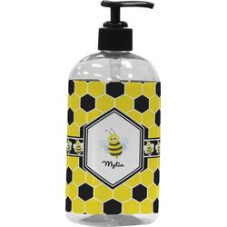 Honeycomb Plastic Soap / Lotion Dispenser (16 oz - Large - Black) (Personalized)
