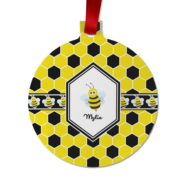 Custom Honeycomb Metal Ball Ornament - Double Sided w/ Name or Text